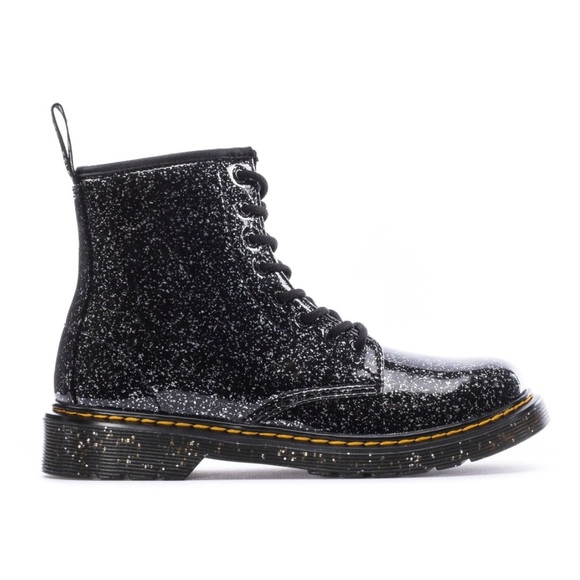 Doc Martens 1460 Girls Lace-Up Ankle Boot Black Glitter Combat Boots - Picture 1 of 8